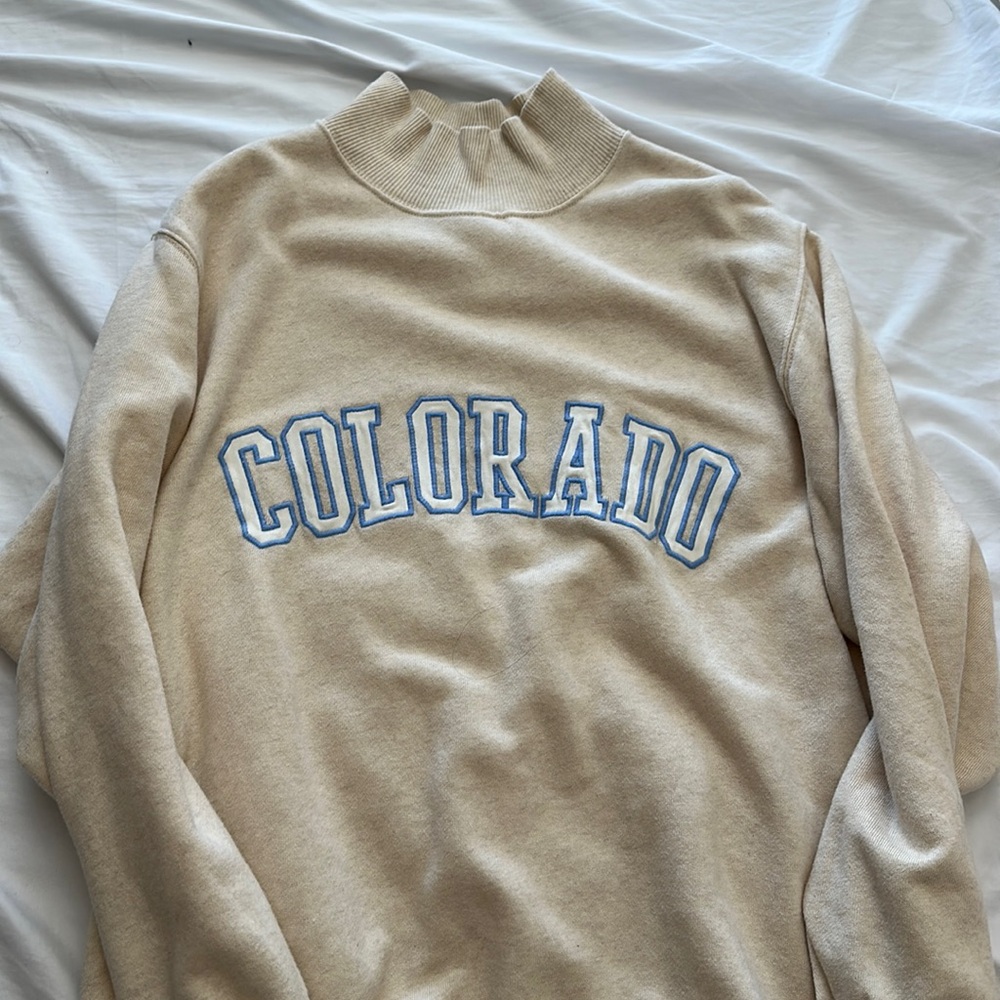Aerie cream mock neck sweater